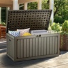 image:imageYITAHOME 100 Gallon Large Outdoor Deck Box Waterproof Resin Storage Box Lockable Indoor Outdoor Storage Container for Patio Furniture Cushions Pool Accessories Garden Tools WhiteLight Brown