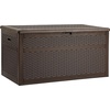 image:imageYITAHOME 100 Gallon Large Outdoor Deck Box Waterproof Resin Storage Box Lockable Indoor Outdoor Storage Container for Patio Furniture Cushions Pool Accessories Garden Tools WhiteDark Brown Rattan
