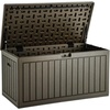 image:imageYITAHOME 100 Gallon Large Outdoor Deck Box Waterproof Resin Storage Box Lockable Indoor Outdoor Storage Container for Patio Furniture Cushions Pool Accessories Garden Tools WhiteLight Brown