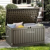 image:imageYITAHOME 100 Gallon Large Outdoor Deck Box Waterproof Resin Storage Box Lockable Indoor Outdoor Storage Container for Patio Furniture Cushions Pool Accessories Garden Tools WhiteLight Brown
