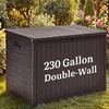image:imageYITAHOME 100 Gallon Large Outdoor Deck Box Waterproof Resin Storage Box Lockable Indoor Outdoor Storage Container for Patio Furniture Cushions Pool Accessories Garden Tools WhiteBrown