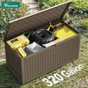 image:imageYITAHOME 100 Gallon Large Outdoor Deck Box Waterproof Resin Storage Box Lockable Indoor Outdoor Storage Container for Patio Furniture Cushions Pool Accessories Garden Tools WhiteLight Brown
