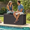 image:imageYITAHOME 100 Gallon Large Outdoor Deck Box Waterproof Resin Storage Box Lockable Indoor Outdoor Storage Container for Patio Furniture Cushions Pool Accessories Garden Tools WhiteDark Brown Rattan