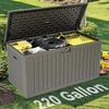 image:imageYITAHOME 100 Gallon Large Outdoor Deck Box Waterproof Resin Storage Box Lockable Indoor Outdoor Storage Container for Patio Furniture Cushions Pool Accessories Garden Tools WhiteLight Brown