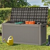 image:imageYITAHOME 100 Gallon Large Outdoor Deck Box Waterproof Resin Storage Box Lockable Indoor Outdoor Storage Container for Patio Furniture Cushions Pool Accessories Garden Tools WhiteTaupe Rattan
