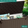 image:imageYITAHOME 100 Gallon Large Outdoor Deck Box Waterproof Resin Storage Box Lockable Indoor Outdoor Storage Container for Patio Furniture Cushions Pool Accessories Garden Tools WhiteBrown