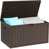 image:imageYITAHOME 100 Gallon Large Outdoor Deck Box Waterproof Resin Storage Box Lockable Indoor Outdoor Storage Container for Patio Furniture Cushions Pool Accessories Garden Tools WhiteBrown