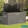 image:imageYITAHOME 100 Gallon Large Outdoor Deck Box Waterproof Resin Storage Box Lockable Indoor Outdoor Storage Container for Patio Furniture Cushions Pool Accessories Garden Tools WhiteTaupe Rattan