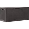 image:imageYITAHOME 100 Gallon Large Outdoor Deck Box Waterproof Resin Storage Box Lockable Indoor Outdoor Storage Container for Patio Furniture Cushions Pool Accessories Garden Tools WhiteDark Brown