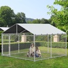 image:imageYITAHOME 10x10 Outdoor Dog Enclosure with Metal Dog Gate Dog Kennel Outside with Roof Dog Fence Outdoor for Yardsilver