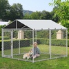 image:imageYITAHOME 10x10 Outdoor Dog Enclosure with Metal Dog Gate Dog Kennel Outside with Roof Dog Fence Outdoor for Yardsilver