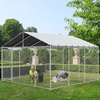image:imageYITAHOME 10x10 Outdoor Dog Enclosure with Metal Dog Gate Dog Kennel Outside with Roof Dog Fence Outdoor for Yardsilver