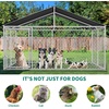 image:imageYITAHOME 10x10 Outdoor Dog Enclosure with Metal Dog Gate Dog Kennel Outside with Roof Dog Fence Outdoor for Yardsilver