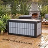 image:imageYITAHOME 31 Gallon Deck Boxes Set of 2 Lockable Outdoor Storage Bins for Patio Cushions Garden Tools WeatherResistant Resin Storage Solution WhiteBlack  WoodGrain Gray