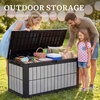 image:imageYITAHOME 31 Gallon Deck Boxes Set of 2 Lockable Outdoor Storage Bins for Patio Cushions Garden Tools WeatherResistant Resin Storage Solution WhiteBlack  WoodGrain Gray