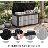 image:imageYITAHOME 31 Gallon Deck Boxes Set of 2 Lockable Outdoor Storage Bins for Patio Cushions Garden Tools WeatherResistant Resin Storage Solution WhiteBlack  WoodGrain Gray