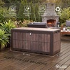 image:imageYITAHOME 31 Gallon Deck Boxes Set of 2 Lockable Outdoor Storage Bins for Patio Cushions Garden Tools WeatherResistant Resin Storage Solution WhiteDark Brown  WoodGrain Brown