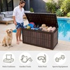 image:imageYITAHOME 31 Gallon Deck Boxes Set of 2 Lockable Outdoor Storage Bins for Patio Cushions Garden Tools WeatherResistant Resin Storage Solution WhiteDark Brown  WoodGrain Brown
