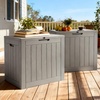 image:imageYITAHOME 31 Gallon Deck Boxes Set of 2 Lockable Outdoor Storage Bins for Patio Cushions Garden Tools WeatherResistant Resin Storage Solution WhiteTaupe