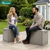 image:imageYITAHOME 31 Gallon Deck Boxes Set of 2 Lockable Outdoor Storage Bins for Patio Cushions Garden Tools WeatherResistant Resin Storage Solution WhiteTaupe