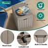 image:imageYITAHOME 31 Gallon Deck Boxes Set of 2 Lockable Outdoor Storage Bins for Patio Cushions Garden Tools WeatherResistant Resin Storage Solution WhiteTaupe