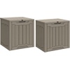 image:imageYITAHOME 31 Gallon Deck Boxes Set of 2 Lockable Outdoor Storage Bins for Patio Cushions Garden Tools WeatherResistant Resin Storage Solution WhiteTaupe