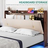image:imageYITAHOME King Size Bed Frame with 3 Storage Drawers and RGB LED Lights Velvet Upholstered Bed with Charging Station and Storage Headboard No Box Spring Needed Easy Assembly NoiseFree BlackBeige New
