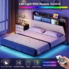 image:imageYITAHOME King Size Bed Frame with 3 Storage Drawers and RGB LED Lights Velvet Upholstered Bed with Charging Station and Storage Headboard No Box Spring Needed Easy Assembly NoiseFree BlackBeige New