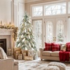 image:imageYITAHOME PreLit Flocked Natural Drooping Pampas Christmas Tree 6ft Snow Flocked Artificial Christmas Tree with 355 PE Branch Tips 30 Feathers and 400 Lights for Home Office Party DecorFlocked White With Feather