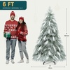 image:imageYITAHOME PreLit Flocked Natural Drooping Pampas Christmas Tree 6ft Snow Flocked Artificial Christmas Tree with 355 PE Branch Tips 30 Feathers and 400 Lights for Home Office Party DecorFlocked White With Feather