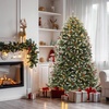 image:imageYITAHOME PreLit Flocked Natural Drooping Pampas Christmas Tree 6ft Snow Flocked Artificial Christmas Tree with 355 PE Branch Tips 30 Feathers and 400 Lights for Home Office Party DecorGreen Bellshaped With Predecorated Pinecones