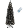 image:imageYITAHOME PreLit Flocked Natural Drooping Pampas Christmas Tree 6ft Snow Flocked Artificial Christmas Tree with 355 PE Branch Tips 30 Feathers and 400 Lights for Home Office Party DecorBlack