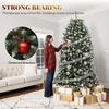 image:imageYITAHOME PreLit Flocked Natural Drooping Pampas Christmas Tree 6ft Snow Flocked Artificial Christmas Tree with 355 PE Branch Tips 30 Feathers and 400 Lights for Home Office Party DecorGreen Bellshaped With Predecorated Pinecones