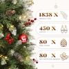 image:imageYITAHOME PreLit Flocked Natural Drooping Pampas Christmas Tree 6ft Snow Flocked Artificial Christmas Tree with 355 PE Branch Tips 30 Feathers and 400 Lights for Home Office Party DecorGreen Bellshaped With Predecorated Pinecones