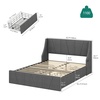 image:imageYITAHOME Queen Size Bed Frame Velvet Upholstered Platform Bed Frame with Headboard Soft Cloud Bed with Footboard Rounded Corners 10 Seconds Easy Assembly Beige Not Include Box SpringGrey