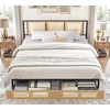 image:imageYITAHOME Queen Size Bed Frame Velvet Upholstered Platform Bed Frame with Headboard Soft Cloud Bed with Footboard Rounded Corners 10 Seconds Easy Assembly Beige Not Include Box SpringWood