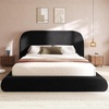 image:imageYITAHOME Queen Size Bed Frame Velvet Upholstered Platform Bed Frame with Headboard Soft Cloud Bed with Footboard Rounded Corners 10 Seconds Easy Assembly Beige Not Include Box SpringBlack