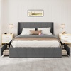 image:imageYITAHOME Queen Size Bed Frame Velvet Upholstered Platform Bed Frame with Headboard Soft Cloud Bed with Footboard Rounded Corners 10 Seconds Easy Assembly Beige Not Include Box SpringGrey