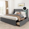 image:imageYITAHOME Queen Size Bed Frame Velvet Upholstered Platform Bed Frame with Headboard Soft Cloud Bed with Footboard Rounded Corners 10 Seconds Easy Assembly Beige Not Include Box SpringGrey