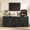 image:imageYITAHOME TV Stand for TVs up to 80 Inches Media Console with 4 Fluted Doors 70 Entertainment Center with Ample Storage for Living RoomNatural OakBlack Oak