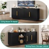 image:imageYITAHOME TV Stand for TVs up to 80 Inches Media Console with 4 Fluted Doors 70 Entertainment Center with Ample Storage for Living RoomNatural OakBlack Oak
