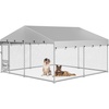 image:imageYITAHOME 10x10 Outdoor Dog Enclosure with Metal Dog Gate Dog Kennel Outside with Roof Dog Fence Outdoor for Yardsilver