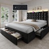 image:imageYITAHOME King Size Bed Frame with 3 Storage Drawers and RGB LED Lights Velvet Upholstered Bed with Charging Station and Storage Headboard No Box Spring Needed Easy Assembly NoiseFree BlackBlack
