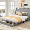 image:imageYITAHOME King Size Bed Frame with 3 Storage Drawers and RGB LED Lights Velvet Upholstered Bed with Charging Station and Storage Headboard No Box Spring Needed Easy Assembly NoiseFree BlackGrey