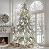 image:imageYITAHOME PreLit Flocked Natural Drooping Pampas Christmas Tree 6ft Snow Flocked Artificial Christmas Tree with 355 PE Branch Tips 30 Feathers and 400 Lights for Home Office Party DecorFlocked White With Feather