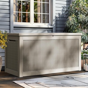 image:imageYITAHOME 100 Gallon Large Outdoor Deck Box Waterproof Resin Storage Box Lockable Indoor Outdoor Storage Container for Patio Furniture Cushions Pool Accessories Garden Tools WhiteBrown Rattan