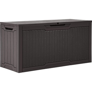 image:imageYITAHOME 100 Gallon Large Outdoor Deck Box Waterproof Resin Storage Box Lockable Indoor Outdoor Storage Container for Patio Furniture Cushions Pool Accessories Garden Tools WhiteDark Brown Rattan