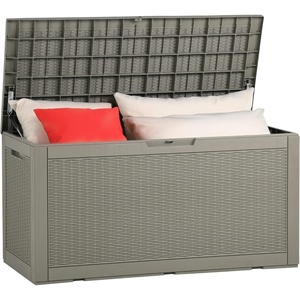 image:imageYITAHOME 100 Gallon Large Outdoor Deck Box Waterproof Resin Storage Box Lockable Indoor Outdoor Storage Container for Patio Furniture Cushions Pool Accessories Garden Tools WhiteTaupe