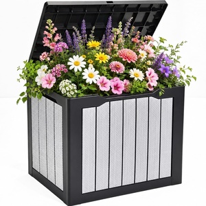image:imageYITAHOME 100 Gallon Large Outdoor Deck Box Waterproof Resin Storage Box Lockable Indoor Outdoor Storage Container for Patio Furniture Cushions Pool Accessories Garden Tools WhiteBlack  WoodGrain Gray
