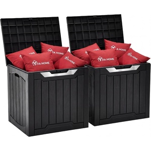 image:imageYITAHOME 31 Gallon Deck Boxes Set of 2 Lockable Outdoor Storage Bins for Patio Cushions Garden Tools WeatherResistant Resin Storage Solution WhiteBlack  Silver